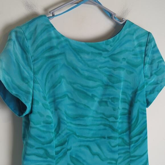 100% Silk Mermaidcore Sheath Dress 3/4 Zip Women's Size 8 - Picture 3 of 8